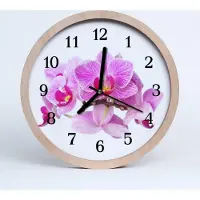 Tulup Holzuhr 30fi cm wanduhr - Orchideen Blumen