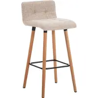 DELUKE Barhocker GITOR - Stoff Creme 42x49x94 cm | Barstuhl Mit Lehne Tresenhocker Tresenstuhl Kneipenhocker Kneipenstuhl