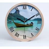 Tulup Holzuhr 25fi cm wanduhr - schwarze Spitzen - Boot