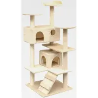 Markenlos Katzen-Kratzbaum Sisal 125 cm Beige Katzenmöbel für kleine und große Katzen