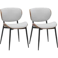 CLP 2er Set Esszimmerstuhl Enid mit Rückenlehne und Polsterung I Sessel walnuss/creme Material Stoff