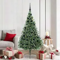vidaXL "Schlussverkauf" Künstlicher vorbeleuchteter Weihnachtsbaum(1 pc) - Kunstbaum/Tannenbaum - Grün 180 cm PVC C7801