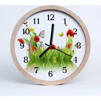 Tulup Holzuhr 30fi cm wanduhr - Wiese Landschaft