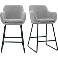 Miliboo - Barhocker aus grauem Stoff mit Samteffekt H65 cm (2er-Satz) AMIKA