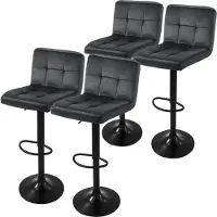 ML-Design | Set mit 4 Barhockern Abigail Samt Grijs Fluweel 45x112x50 cm | NADUVI