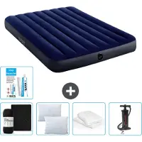 Intex Airbed - Doppelbett - 137 x 191 x 25 cm - Blau - Im Lieferumfang enthalten Spannbettuch - Küssen - Pumpe - Reperaturset en Kissenschutz