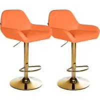 CLP 2er Set Barhocker Braga Kunstleder-Bezug mit Goldgestell, höhenverstellbar | Farbe orange
