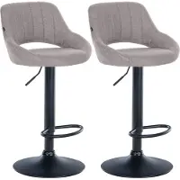 DELUKE 2er Set Barhocker SEGAD - Stoff Grau 47x48x85 cm Schwarz | Barstuhl Mit Lehne Tresenhocker Tresenstuhl Kneipenhocker Kneipenstuhl