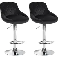 CLP 2er Set Barhocker Lazio Samt höhenverstellbar und 360 Grad drehbar schwarz Gestell Farbe chrom