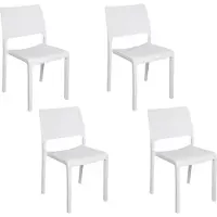 Dmora Outdoor-Stuhl Ancona Weiß, 4 Stapelstühle