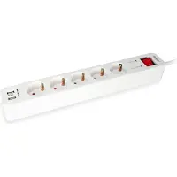 Equip 6fach Verteiler mit Schalter und 2fach USB-Lader, Mehrfachsteckdose Schuko, 1,8 m, Drinnen, Typ F, Type F (CEE 7/4), 1,5 mm², Kunststoff