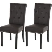 Mendler 2er-Set Esszimmerstuhl Chesterfield Edinburgh II, Stuhl Küchenstuhl, Nieten Kunstleder, coffee, dunkle Beine