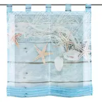 HOME WOHNIDEE Home Wohnideen Schlaufenraffrollo Voile Digitaldruck Maritim 140 x 80 cm Blau