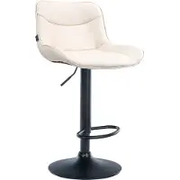 DELUKE Barhocker TAMPA - Creme, Kunstleder, Schwarz | Barhocker mit Lehne Barstuhl Tresenhocker Tresenstuhl Kneipenhocker Kneipenstuhl