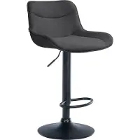 DELUKE Barhocker RAGAD - Stoff Dunkelgrau 49x51x85 cm Schwarz | Barstuhl Höhenverstellbar Mit Lehne Drehbar Tresenhocker Tresenstuhl Kneipenhocker