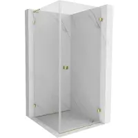 Mexen Lunar-B L Duschkabine schwenkbar rechts 80 x 80 cm, transparent, gold - 832L-080-080-50-00-P