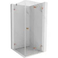 Mexen Lunar-F Faltdusche rechts 80 x 80 cm, transparent, gebürstetes Kupfer- 836-080-080-65-00-P