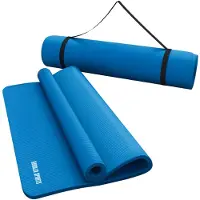 Gorilla Sports Yogamatte - 190x60x1,5 cm, mit Tragegurt, , Rutschfest, Blau - Gymnastikmatte, Fitnessmatte, Sportmatte, Trainingsmatte, Übungsmatte