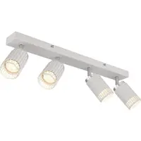 Globo Lighting Strahler Metall weiß matt, Aluminium weiß matt, Aluminium verchromt, LxBxH: 530x125x155mm, exkl. 4x GU10 25W 230V