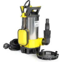 Wiltec 3 in 1 Flachsauger Tauchpumpe Edelstahl 1100 W, Schmutzwasserpumpe 18000 l/h, Flachwasserpumpe mit Schwimmer, Flachsaugpumpe für Keller