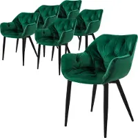 ML-Design 6er Set Esszimmerstuhl mit Rückenlehne, Dunkelgrün, aus Samt