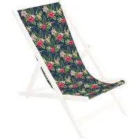 Ferocity Ersatz-Stoffbezug 131x44 cm Wechselbarer Liegestuhl Stoffbezug 100% Polyester für Holz-Liegestuhl Klappliegestuhl Motiv Palm Dunkel [119]