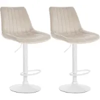 DELUKE Barhocker 2er Set RIO - Creme, Samt, Weiß | Barhocker mit Lehne Barstuhl Tresenhocker Tresenstuhl Kneipenhocker Kneipenstuhl