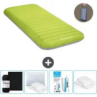 Intex Campingmatte - 1 Person - 76 x 191 x 17 cm - Grün - Inklusive Pumpe - Spannbettuch - Küssen - Reperaturset en Kissenschutz