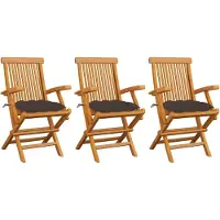vidaXL "2026 Promotion" Gartenstühle mit Taupe Kissen 3 Stk. - Hohe Qualität - Massivholz Teak - Gartenstühle CC3581