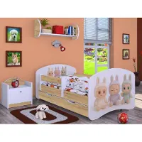 BDW , Kinderbett mit Matratze, Lattenrost, Schublade, LABU, Craft-Eiche, 190x90