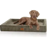 Knuffelwuff orthopädisches Hundebett aus Cord mit Handwebcharakter Santiago M-L 85 x 65cm Khaki