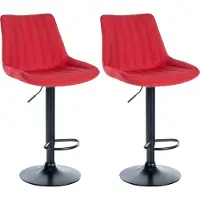 DELUKE Barhocker 2er Set RIO - Rot, Stoff, Schwarz | Barhocker mit Lehne Barstuhl Tresenhocker Tresenstuhl Kneipenhocker Kneipenstuhl
