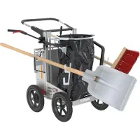Flora Reinigungswagen-Set, 2 Achsen, Müllsackhalter, Greifzange, Aluminiumschaufel, Straßenbesen, abschl. Handfach, Feststellbremse, BxTxH 900x710x1030 mm