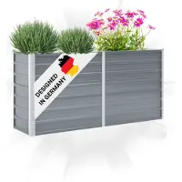 DELUKE Hochbeet für Garten OSKAR Grau | 160x40x77cm | Verzinkter Stahl | Wetterfest | Gartenbeet Kräuterbeet Blumenbeet Beet hoch Frühbeet für Garten Gemüsebeet