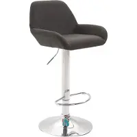DELUKE Barhocker DUBLIN - Dunkelgrau, Stoff, Chrom | Barhocker mit Lehne Barstuhl Tresenhocker Tresenstuhl Kneipenhocker Kneipenstuhl