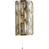 Licht-Erlebnisse Wandleuchte Metall Rauchglas E14 27 cm hoch mit Schalter in Messing Antik Champagner 2-flammig Art Déco