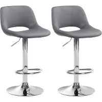 CLP 2er Set Barhocker Camden Samt drehbar und höhenverstellbar dunkelgrau Material Gestell Metall in Chromoptik