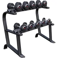 Gorilla Sports Kurzhantelablage - mit 90 kg Kurzhanteln Set, 121 x 65 x 100 cm, 2 Ebenen, bis 250kg Belastbar, Stahl - Hantelablage, Hantelständer, Kurzhantelständer, Gewichteständer, Dumbbell Rack