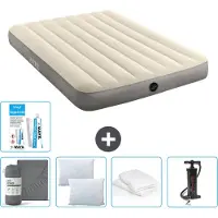 Intex Airbed - Doppelbett - 137 x 191 x 25 cm - Beige - Im Lieferumfang enthalten Spannbettuch - Küssen - Pumpe - Reperaturset en Kissenschutz