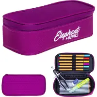 Elephant Mäppchen Box Hero Signature Federmäppchen Federtasche Pennal Schülermäppchen Stiftemäppchen Stiftebox Stifteetui pencil case Mädchen Large 12996 Wild Berry Lila Violett