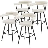 ML-Design Barhocker Drehbar 4Er Set Beige mit Teddy-Stoff 76 cm Hoch