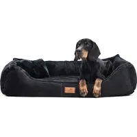 Tierlando Ultraweiches orthopädisches Hundebett FLOYD High-Tech-Velours und Plüsch VISCO - Größe: 80x60cm | Farbe: 03 Schwarz