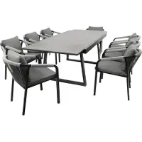 Degamo Garnitur REIMS 9-teilig, Alu + Glas + Rope grau