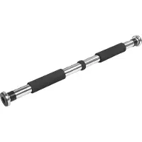 Gorilla Sports Klimmzugstange - Türrahmen Ohne Schrauben, Verstellbar von 62-100cm, bis 95 kg Belastbar, Rutschfeste Griffe, Verchromte Stahlstange, Schwarz - Pull up Bar, Türreck, Reckstange