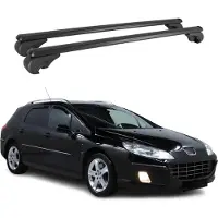 Omtec Dachträger für Peugeot 407 SW 2004-2006 Gepäckträger Grundträger Alu Schwarz 2x