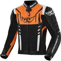 Berik Striper Motorrad Lederjacke, schwarz/weiß/orange, 50