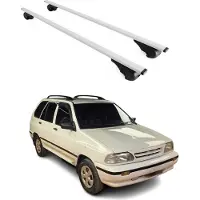 Omac Dachträger Gepäckträger für Kia Pride 1999-2001 Grundträger Metall Silber 2tlg