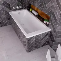 ECOLAM Badewanne Tami Acrylwanne Wanne 170 x 70 cm Wannenträger Styroporträger befliesbar Ablaufgarnitur Füße Silikon