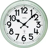 AMS 5510 Wanduhr Funk Funkwanduhr analog Metall mint-grün retro rund