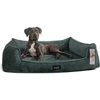Tierlando Orthopädisches Hundebett FRANKLIN Kuscheliger Teddy-Stoff - Hundesofa - Größe: 130x100cm | Farbe: 38 Petrol